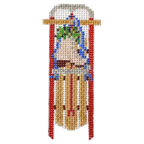 Sled with Skate Painted Canvas Anne Fisher Needlepoint LLC  - 1