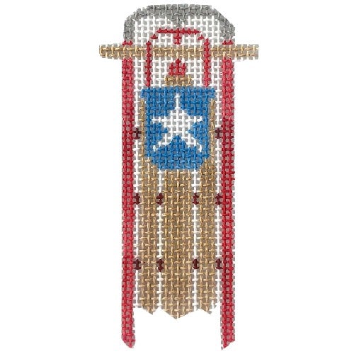 Sled with Starfish Painted Canvas Anne Fisher Needlepoint LLC 
