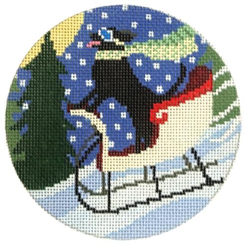 Sledding Dog Painted Canvas CBK Needlepoint Collections 