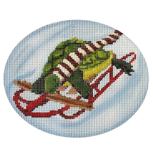 Sledding Turtle Painted Canvas Scott Church Creative 
