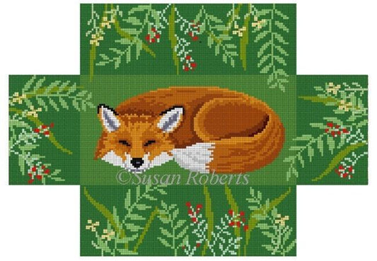 Sleeping Fox Brick Cover Painted Canvas Susan Roberts Needlepoint Designs Inc. 