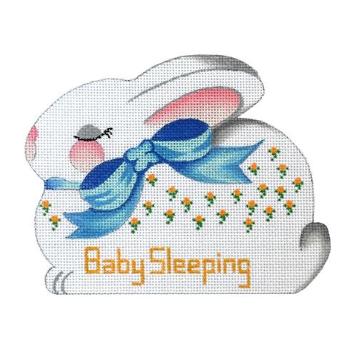 Sleepy Bunny   Baby Sleeping Sign   Blue Bow Painted Canvas The Meredith Collection  - 1