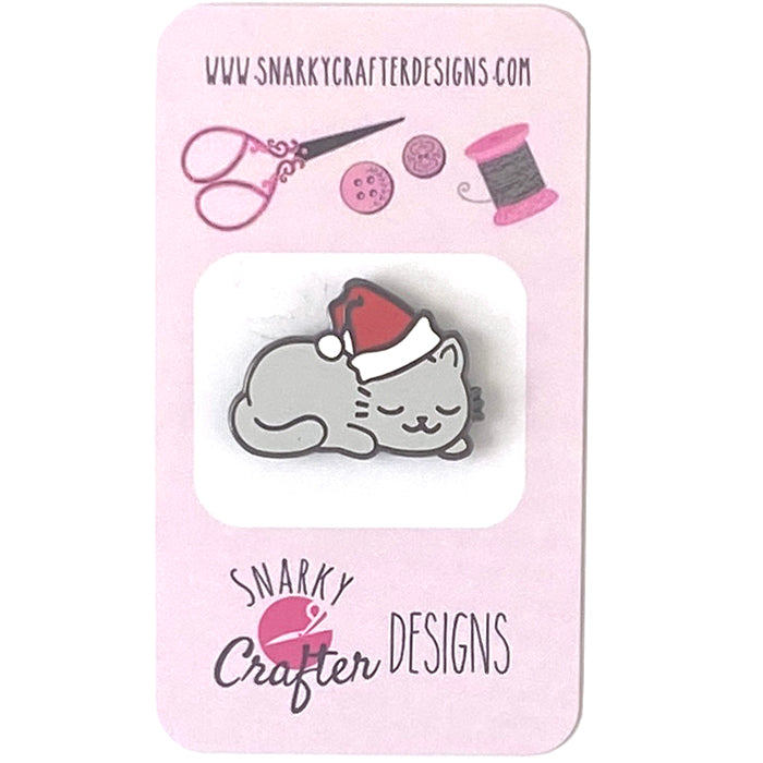 Sleepy Christmas Kitty Needleminder Accessories Snarky Crafter Designs 
