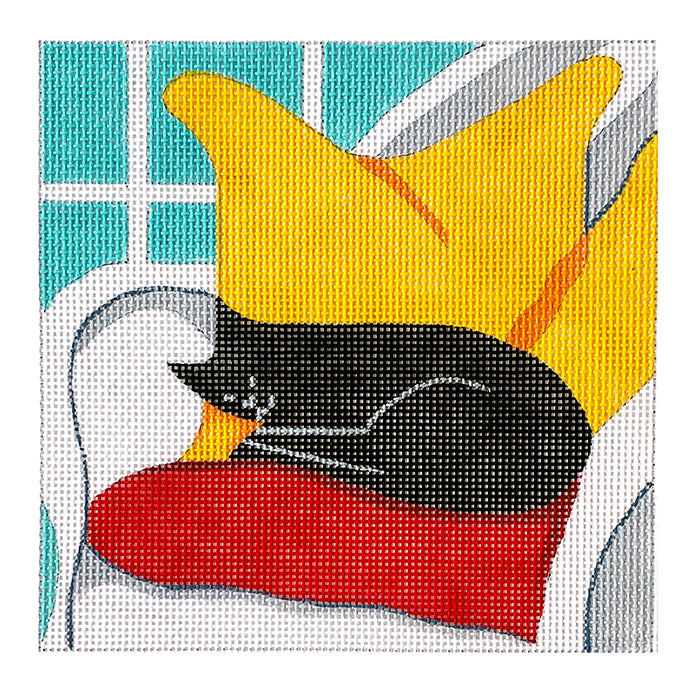 Sleepy Kitty on 13 mesh Painted Canvas Eye Candy Needleart  - 1
