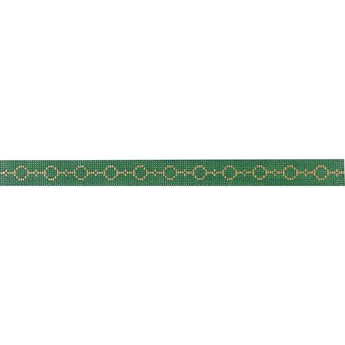 Slim Cuff   Gold Circles on Emerald Green Painted Canvas The Plum Stitchery  - 1