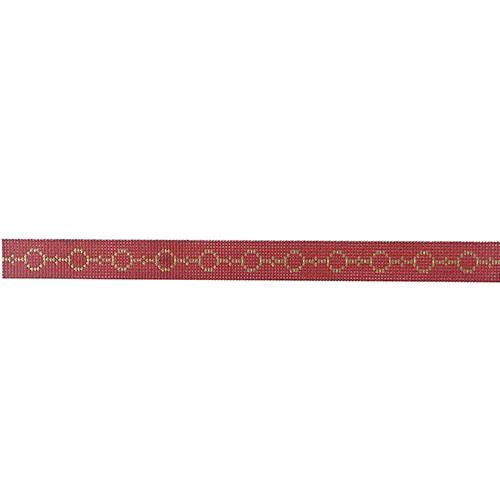 Slim Cuff - Gold Circles on Red Painted Canvas The Plum Stitchery 