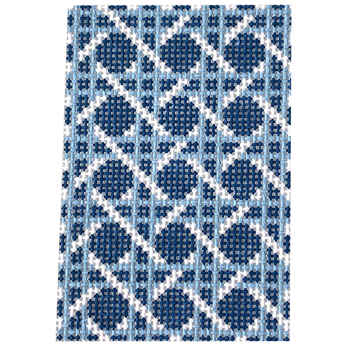 Small Blue Cane Passport Cover Painted Canvas Penny Linn Designs  - 1