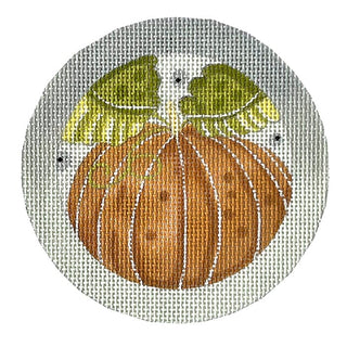 Small Button Pumpkin Painted Canvas ditto! Needle Point Works 
