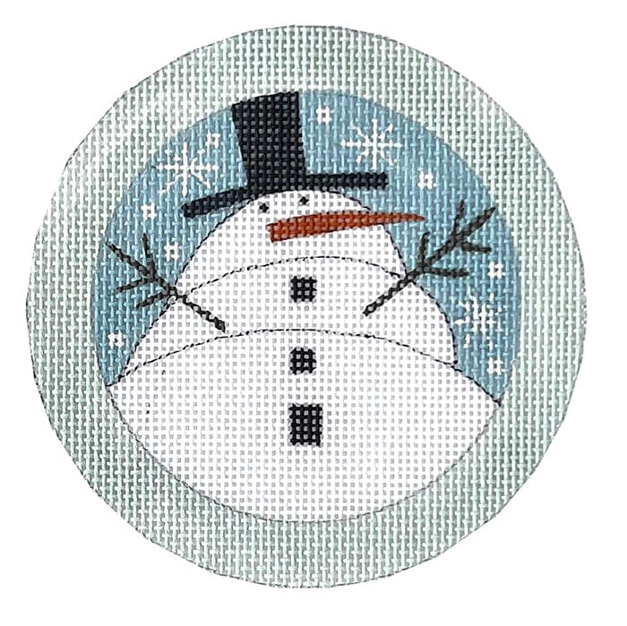 Small Button Snowman Painted Canvas ditto! Needle Point Works 