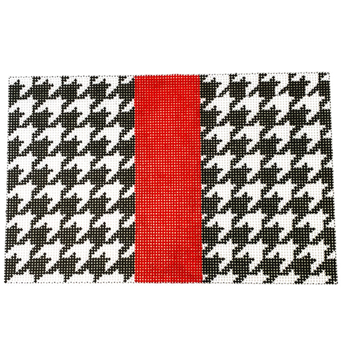 Small Flat Houndstooth - Red Stripe Painted Canvas Kimberly Ann Needlepoint 