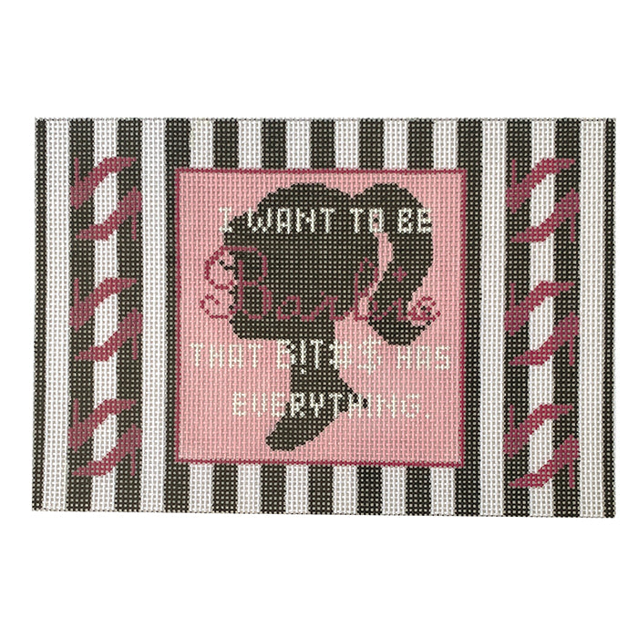 Small Flat - I Want to be Barbie Painted Canvas Kimberly Ann Needlepoint 