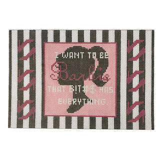 Small Flat   I Want to be Barbie Painted Canvas Kimberly Ann Needlepoint 

