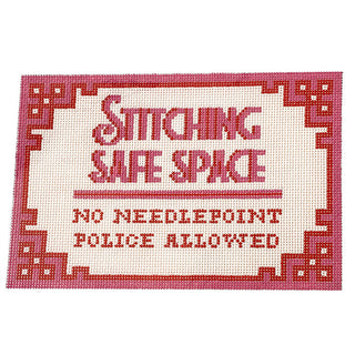 Small Flat Safe Space   Red/Pink Painted Canvas Kimberly Ann Needlepoint 

