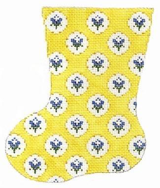 Small Flower Mini Sock - Yellow Painted Canvas Cooper Oaks Design 