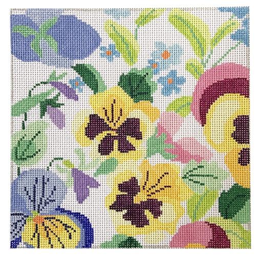 Small Pansy Garden Painted Canvas Jean Smith 