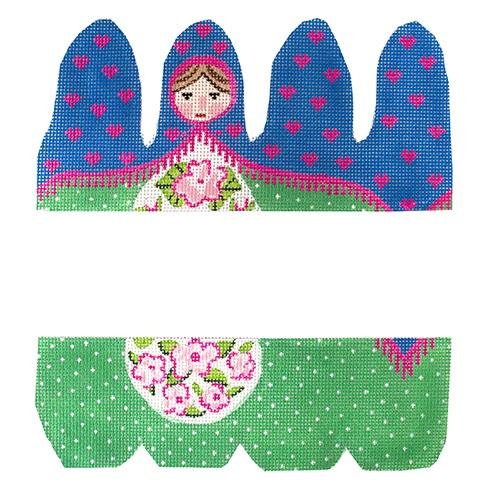Small Round Matryoshka Doll   Elizaveta Painted Canvas Kate Dickerson Needlepoint Collections 
