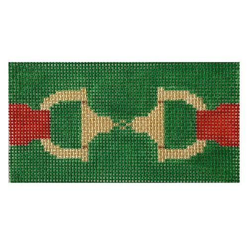 Snaffle Bit   Green/Red/Golds Painted Canvas Kate Dickerson Needlepoint Collections  - 1