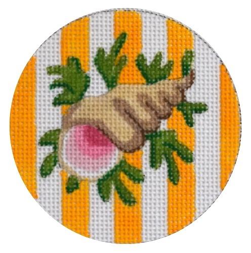 Snail on Yellow Stripe Insert Painted Canvas Kate Dickerson Needlepoint Collections 