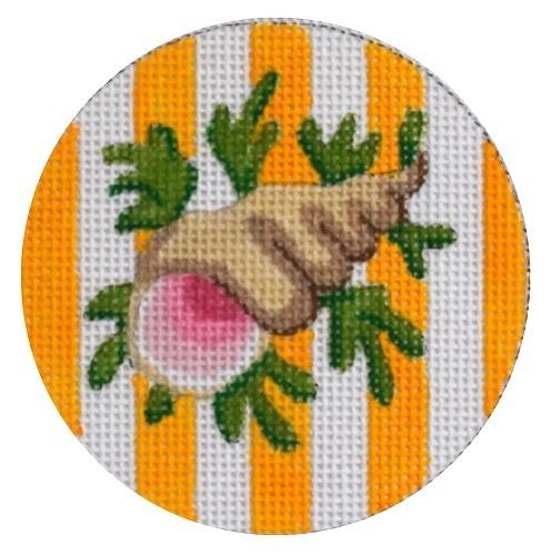 Snail on Yellow Stripe Insert Painted Canvas Kate Dickerson Needlepoint Collections 

