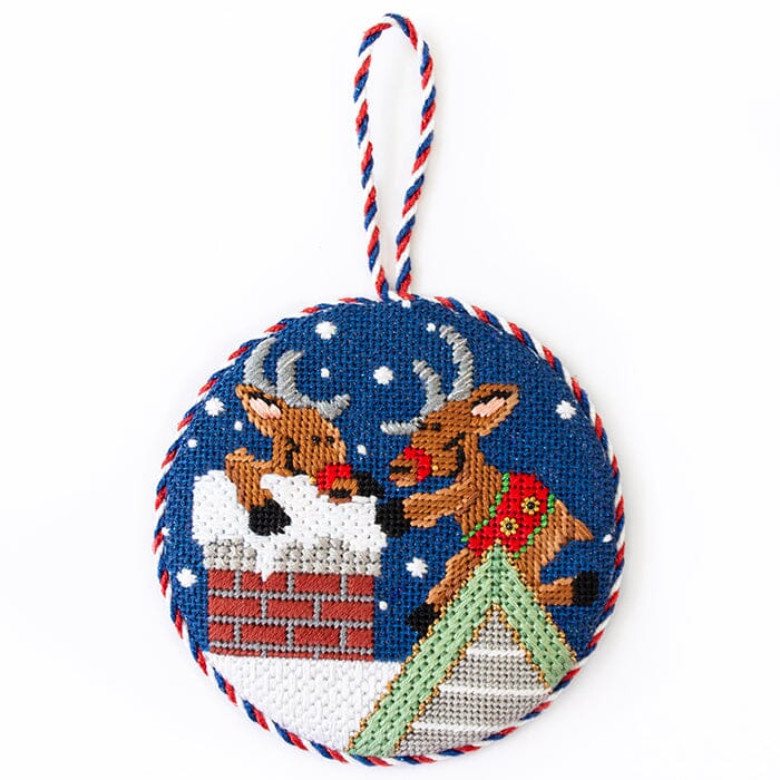 Sneaking Down the Chimney with Stitch Guide Painted Canvas Rebecca Wood Designs 
