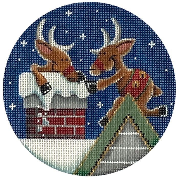 Sneaking Down the Chimney with Stitch Guide Painted Canvas Rebecca Wood Designs 
