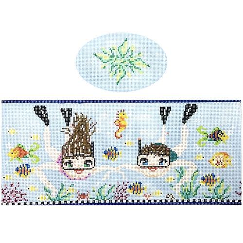 Snorkelers Hinged Box with Hardware Painted Canvas Funda Scully 