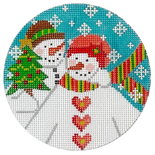 Snow Couple Ornament DD Painted Canvas Danji Designs 