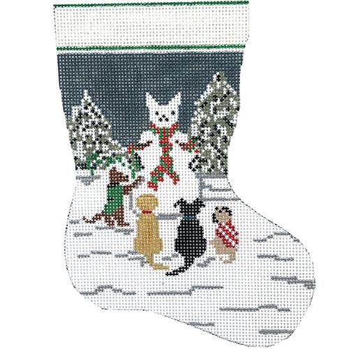 Snow Dog Mini Stocking Painted Canvas Needle Crossings 
