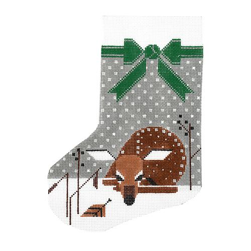 Snow Fawn Stocking on 13 Painted Canvas Charley Harper  - 1