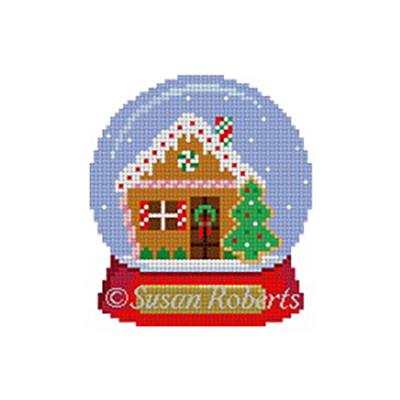 Snow Globe Gingerbread Painted Canvas Susan Roberts Needlepoint Designs Inc. 