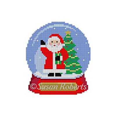 Snow Globe Santa Painted Canvas Susan Roberts Needlepoint Designs Inc. 