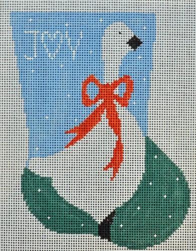 Snow Goose Mini Sock Painted Canvas Kathy Schenkel Designs  - 1