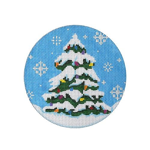 Snow Tree with Lights Painted Canvas Pepperberry Designs 