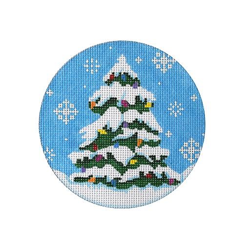 Snow Tree with Lights Painted Canvas Pepperberry Designs 
