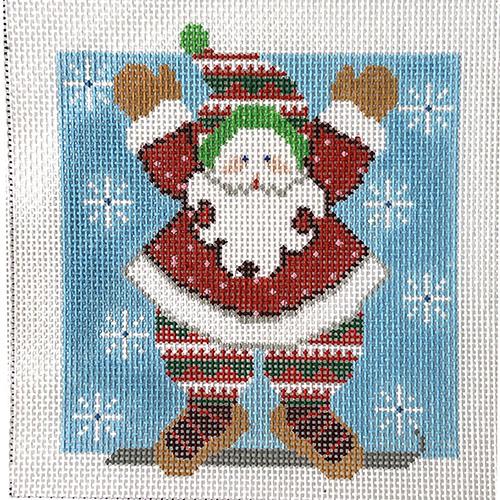 Snowboard Santa Catching Air Painted Canvas NeedleDeeva 