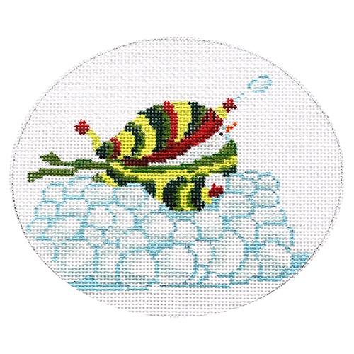 Snowboy Fight Painted Canvas CBK Needlepoint Collections 
