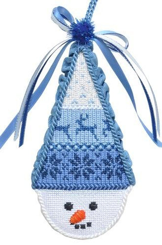 Snowcone Blue Reindeer with Stitch Guide Painted Canvas Needlepoint.Com 
