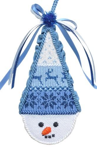 Snowcone Blue Reindeer with Stitch Guide Painted Canvas Needlepoint.Com 
