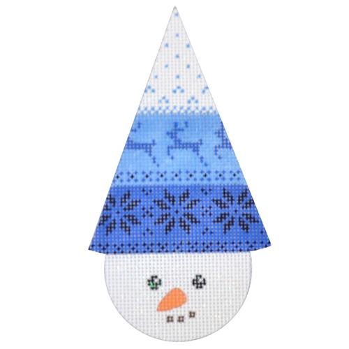 Snowcone Blue Reindeer with Stitch Guide Painted Canvas Needlepoint.Com 
