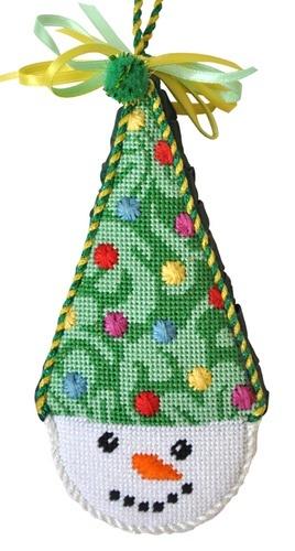Snowcone Green Swirl with Stitch Guide Painted Canvas Needlepoint.Com 
