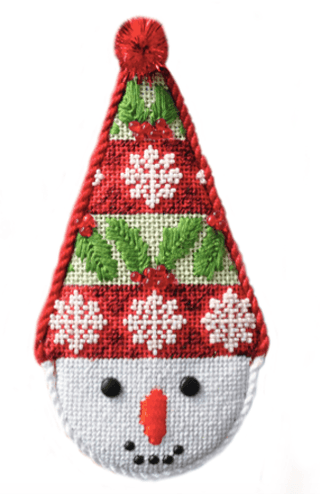 Snowcone Holly Stripe with Stitch Guide Painted Canvas Needlepoint.Com 
