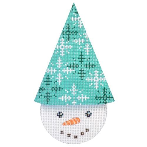 Snowcone Mint Snowflake with Stitch Guide Painted Canvas Needlepoint.Com 