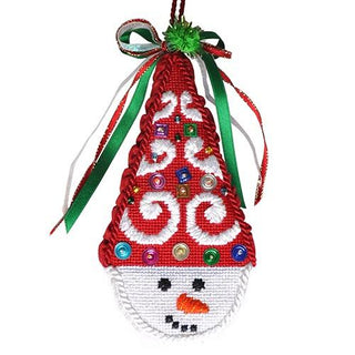 Snowcone Red Swirl with Stitch Guide Painted Canvas Needlepoint.Com 
