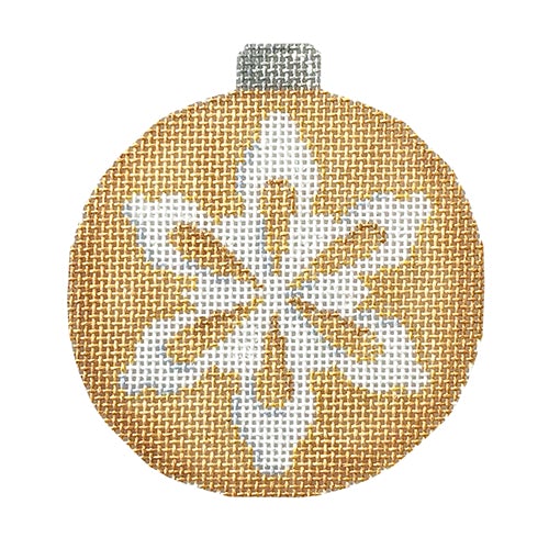 Snowflake 1 on Gold Ball Ornament Painted Canvas Associated Talents 