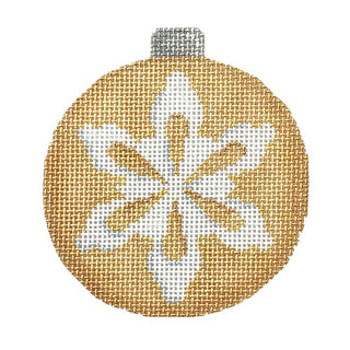 Snowflake 1 on Gold Ball Ornament Painted Canvas Associated Talents 
