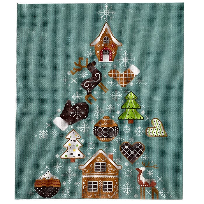 Snowflake Gingerbread Tree Painted Canvas Alice Peterson Company 