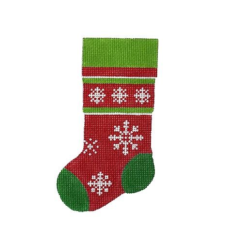 Snowflake Mini Stocking Painted Canvas Pepperberry Designs  - 1