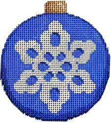 Snowflake on Blue Ball Ornament Painted Canvas Associated Talents 