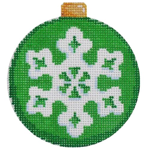 Snowflake on Green Ball Ornament Painted Canvas Associated Talents 