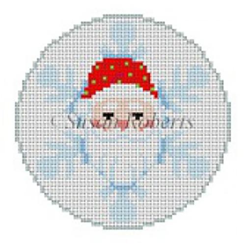 Snowflake Ornament, Santa Face Painted Canvas Susan Roberts Needlepoint Designs, Inc. 